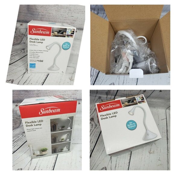 Sunbeam Flexible LED Desk Lamp In White With Silicone Neck - Picture 2 of 6